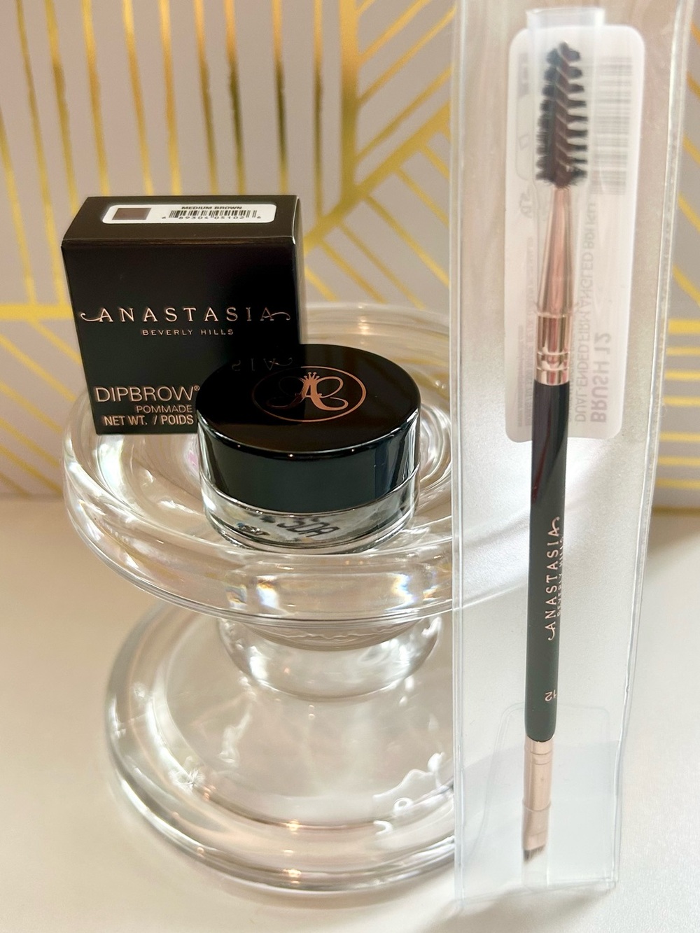 🤎✨ Anastasia Beverly Hills Dipbrow Pomade medium brown & Brush #12 NIB ✨MFR 2025